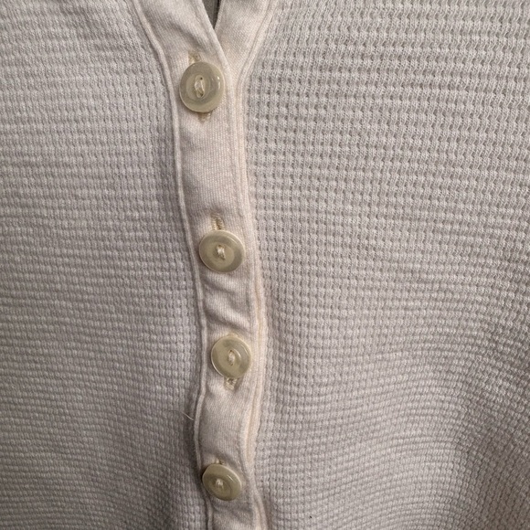 L.L. Bean Women's Cream Long Sleeve Henley - Picture 3 of 5